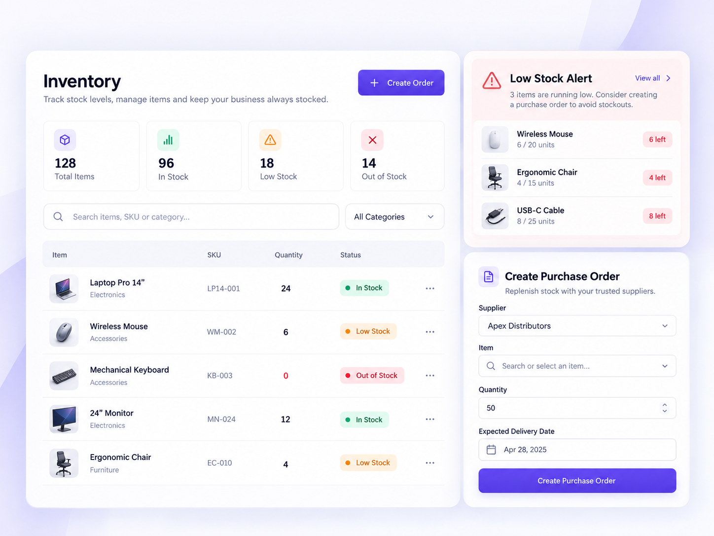 Bilzee inventory management and stock tracking dashboard